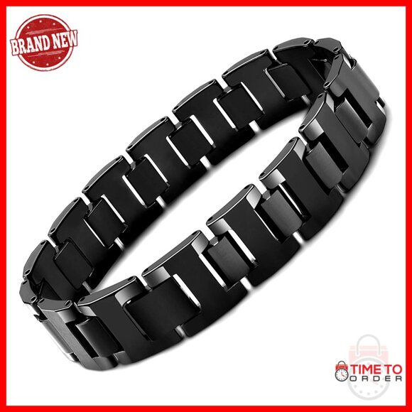 Men's Tungsten Link Bracelet 8.3 Inches Snap Clasp Durable